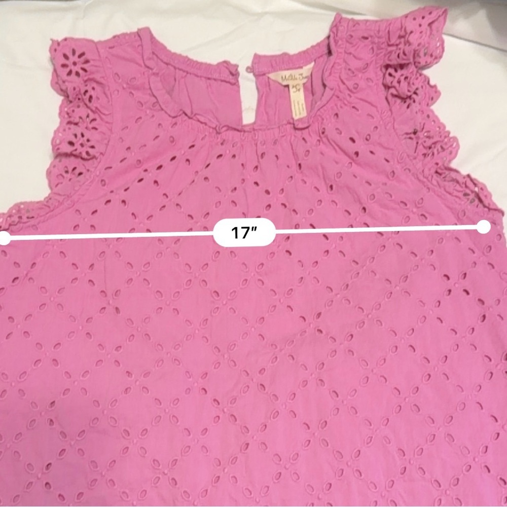 Matilda Jane Pink Eyelet Ruffle Sleeve Dress Cotton Boho Feminine S - Picture 6 of 9
